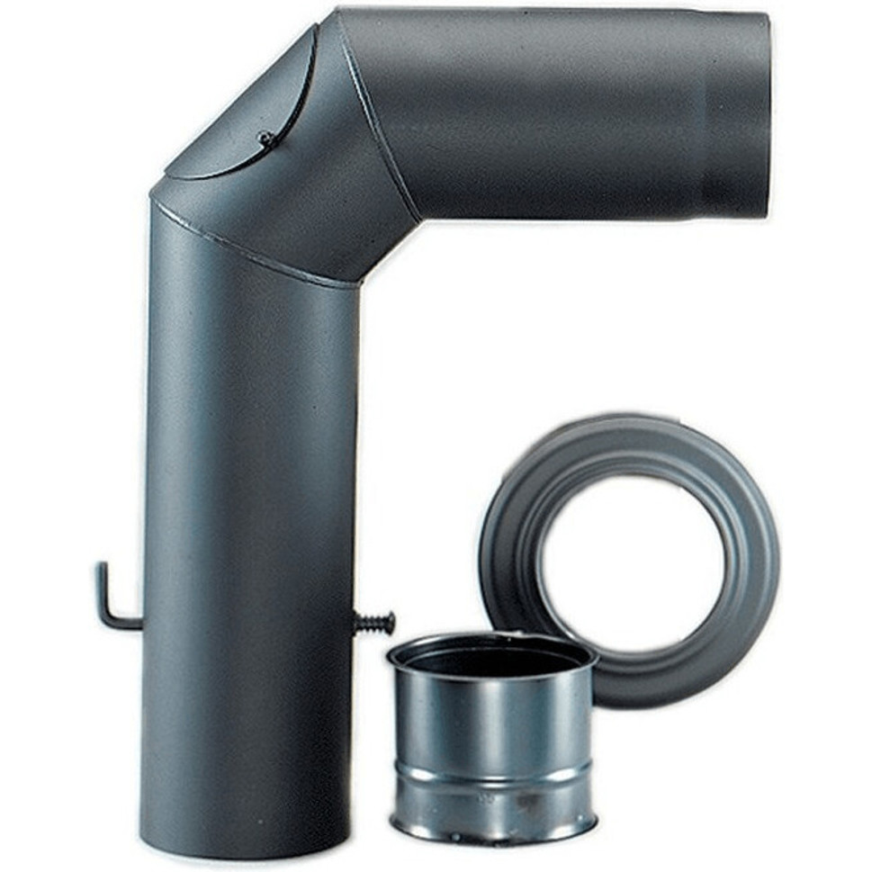 Haas+Sohn - Rauchrohr-Set 150/2 - Rauchrohr - hitzebeständig, 150 mm Durchmesser, 90 ° Winkel