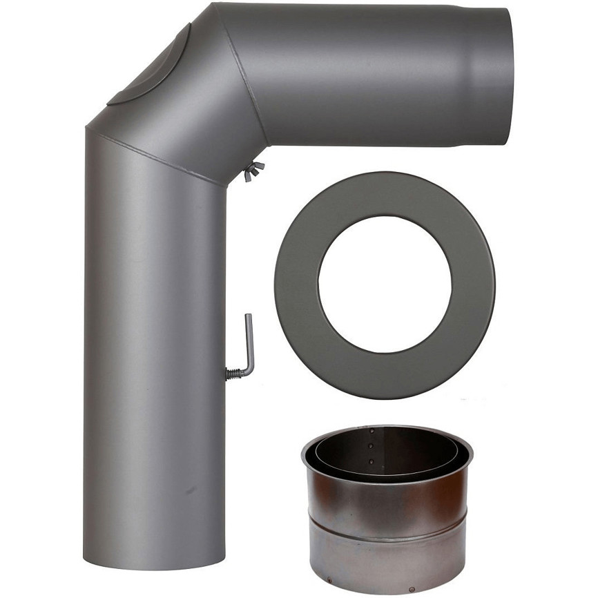 Eurohr - Rohrset 2 Kniebogen - Ofenrohrbogen - Stahl, hitzebeständig, korrosionsbeständig, Ø 150 mm