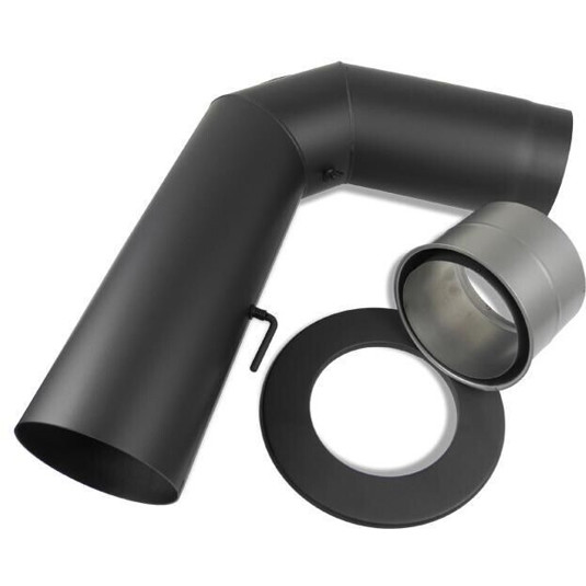 Eurohr - Rohrset 2 Kniebogen - Ofenrohrbogen - Ø 150 mm, schwarz, hitzebeständig, korrosionsbeständig