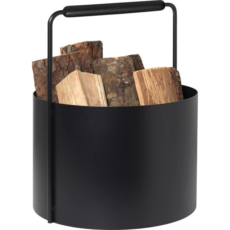 Blomus - Ashi - Holzkorb - Ø 35 cm, schwarz, Stahl, pulverbeschichtet