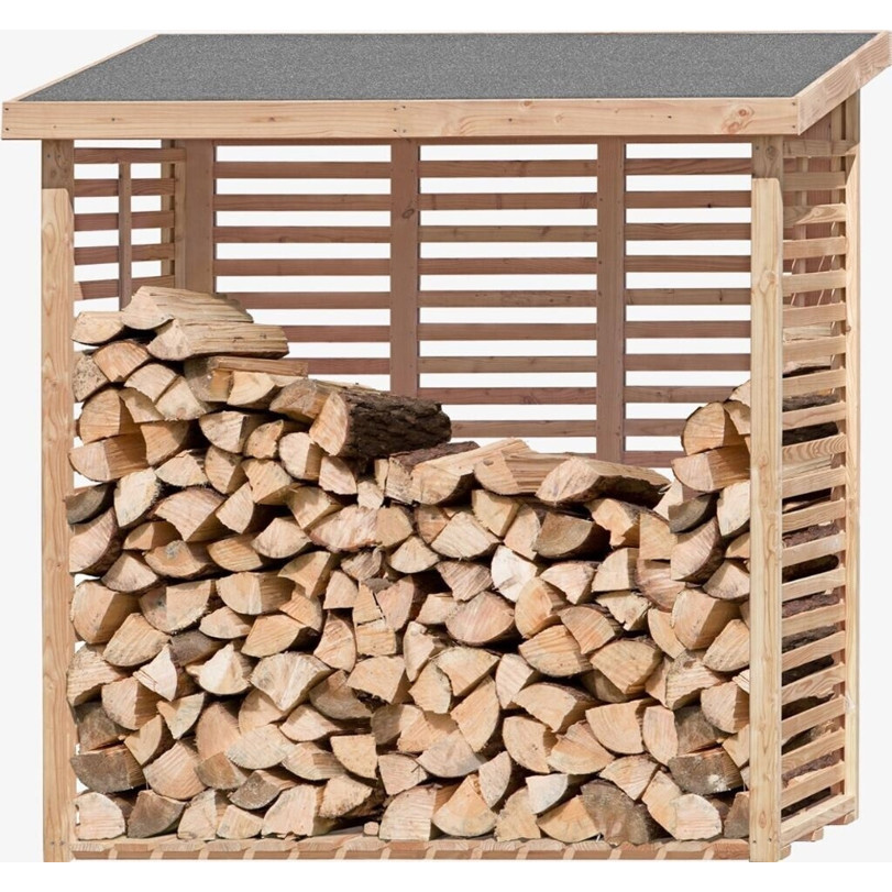 Delta - Kaminholzregal mit Rückwand - UETVMQNPQK - Kaminholzständer - natur, 200x75x200 cm