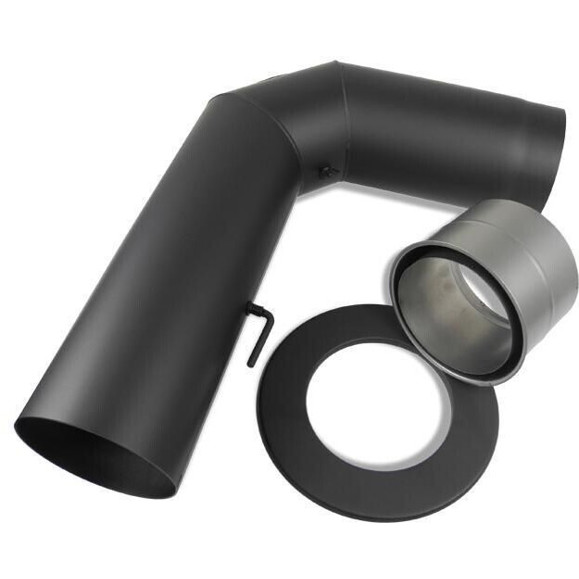 Eurohr - Rohrset 2 Kniebogen - Ofenrohrbogen - 130 mm Durchmesser, hitzebeständig, korrosionsbeständig