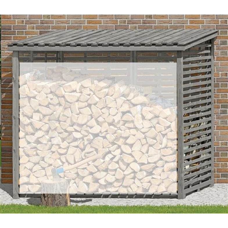 ediGarden - Kaminholzregal XL Holz grau - Holzunterstand - wetterfest, mit Dachüberstand, mit Rückwand