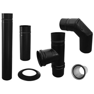 FireFix - Anschluss-Set für Pelletofenrohr Ø8cm - Kaminwelt - Edelstahl, pulverbeschichtet, beschichtet