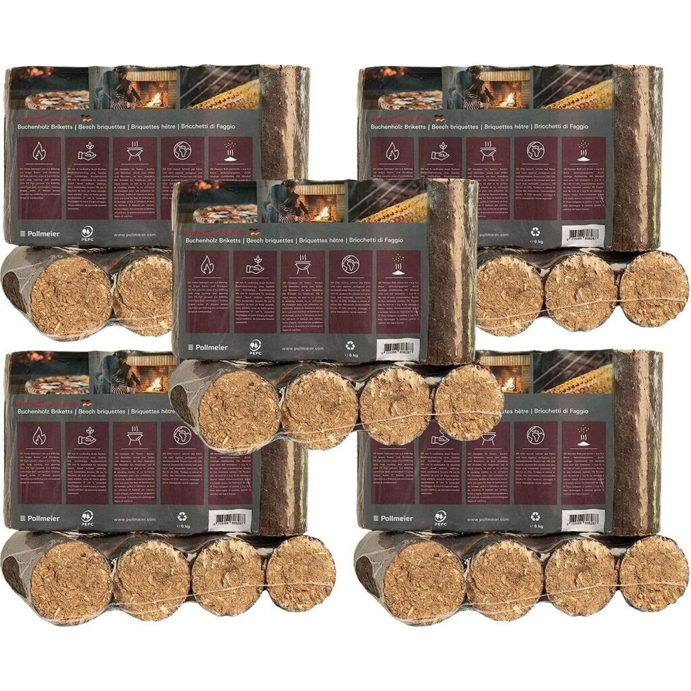 1a-Handelsagentur - Buchenholzbriketts - Kaminholz - aschearm, 20 Stück, 5 kWh/kg Heizwert