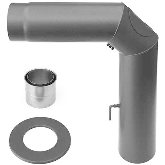 Eurohr - Rohrset 2 Kniebogen schwarz - Ofenrohrbogen - hitzebeständig, korrosionsbeständig, 90 ° Winkel