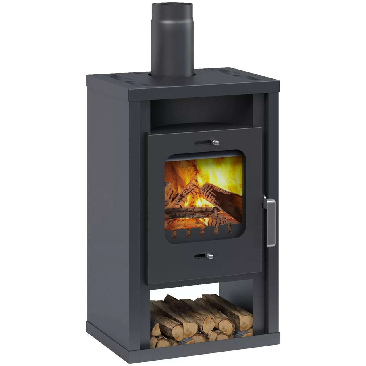 Accente International Lulea - Kaminofen - anthrazit, 6 kW, Dauerbetrieb, Scheibenspülung